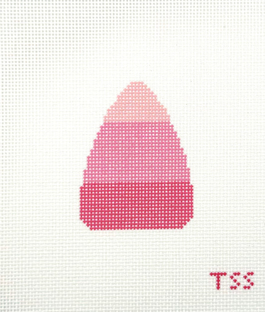 The Sassy Stitcher Pink Candy Corn  Hand Painted Needlepoint Canvas