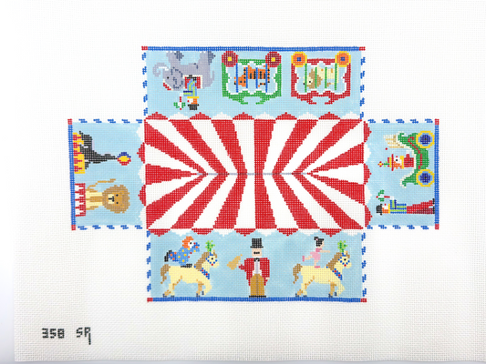 Susan Roberts Needlepoint Circus Parade Brick Cover Hand Painted Needlepoint Canvas