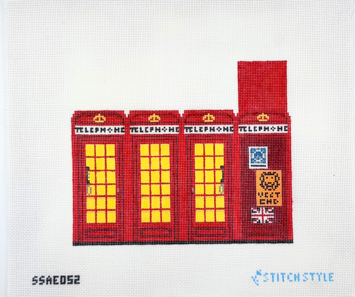 Alli Eagan Designs for Style Needlepoint Phone Booth 3D Hand Painted Needlepoint Canvas