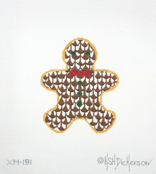 Kate Dickerson Gingerbread Fishnet Ornament Guard Hand Painted Needlepoint Canvas
