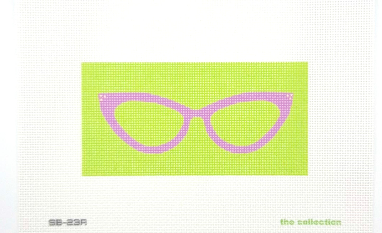 The Collection Designs Green and Purple Eyeglasses Case Needlepoint Canvas