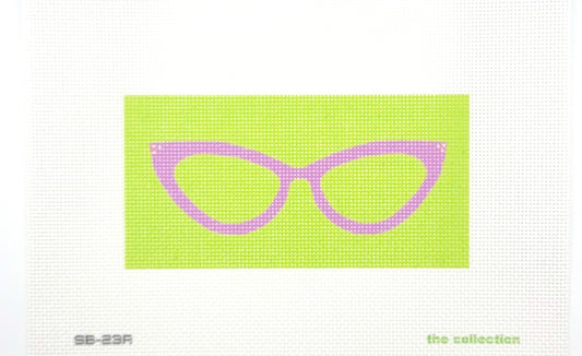 The Collection Designs Green and Purple Eyeglasses Case Needlepoint Canvas