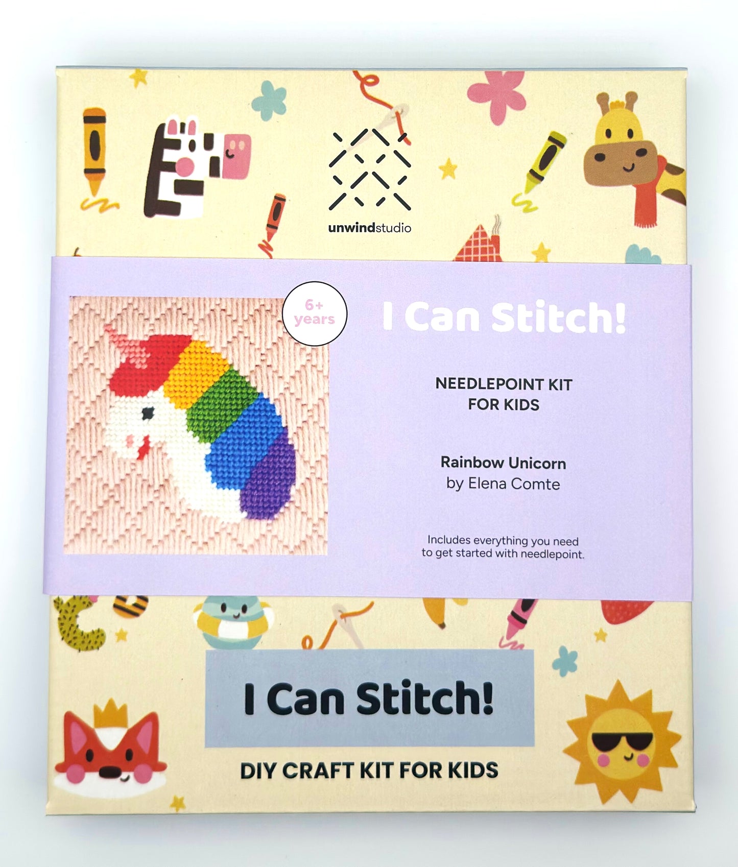 Unwind Studios Rainbow Unicorn Needlepoint Kit For Kids