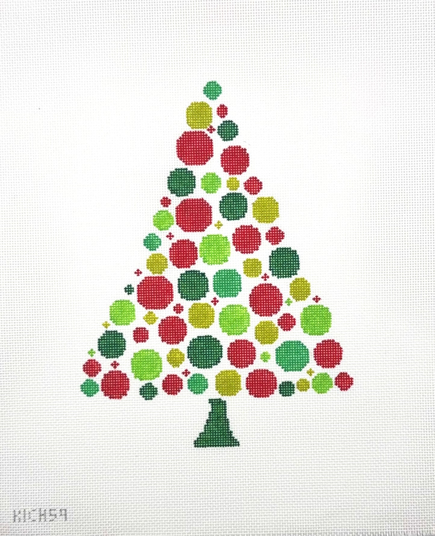 Kay Irby for The Collection Designs Red and Green  Bauble Christmas Tree Needlepoint Canvas