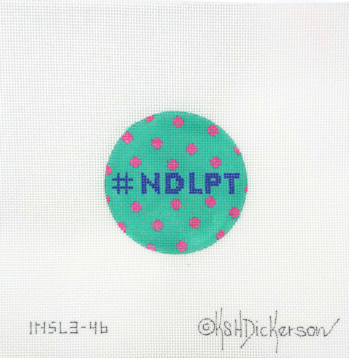 Kate Dickerson Teal #NDLPT Ornament Hand Painted Needlepoint Canvas