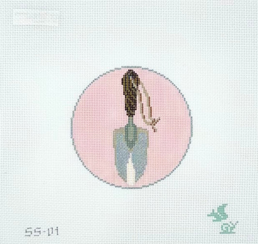 The Squirrel and The Snail for The Gingham Stitchery Garden Icons Trowel Needlepoint Canvas