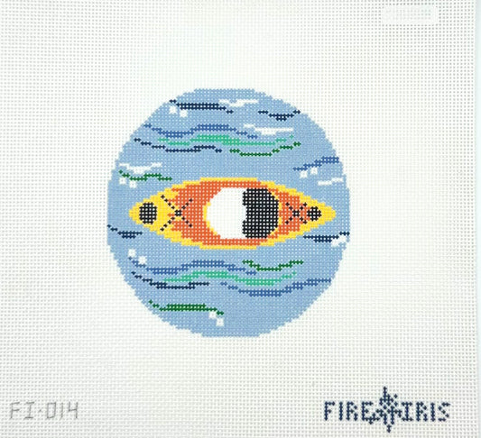 Fire and Iris Without A Paddle Hand Painted Needlepoint Canvas