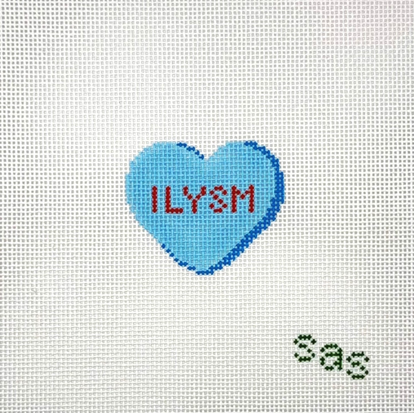 Stitch Avenue Studio ILYSM Candy Heart Hand Painted Needlepoint Canvas