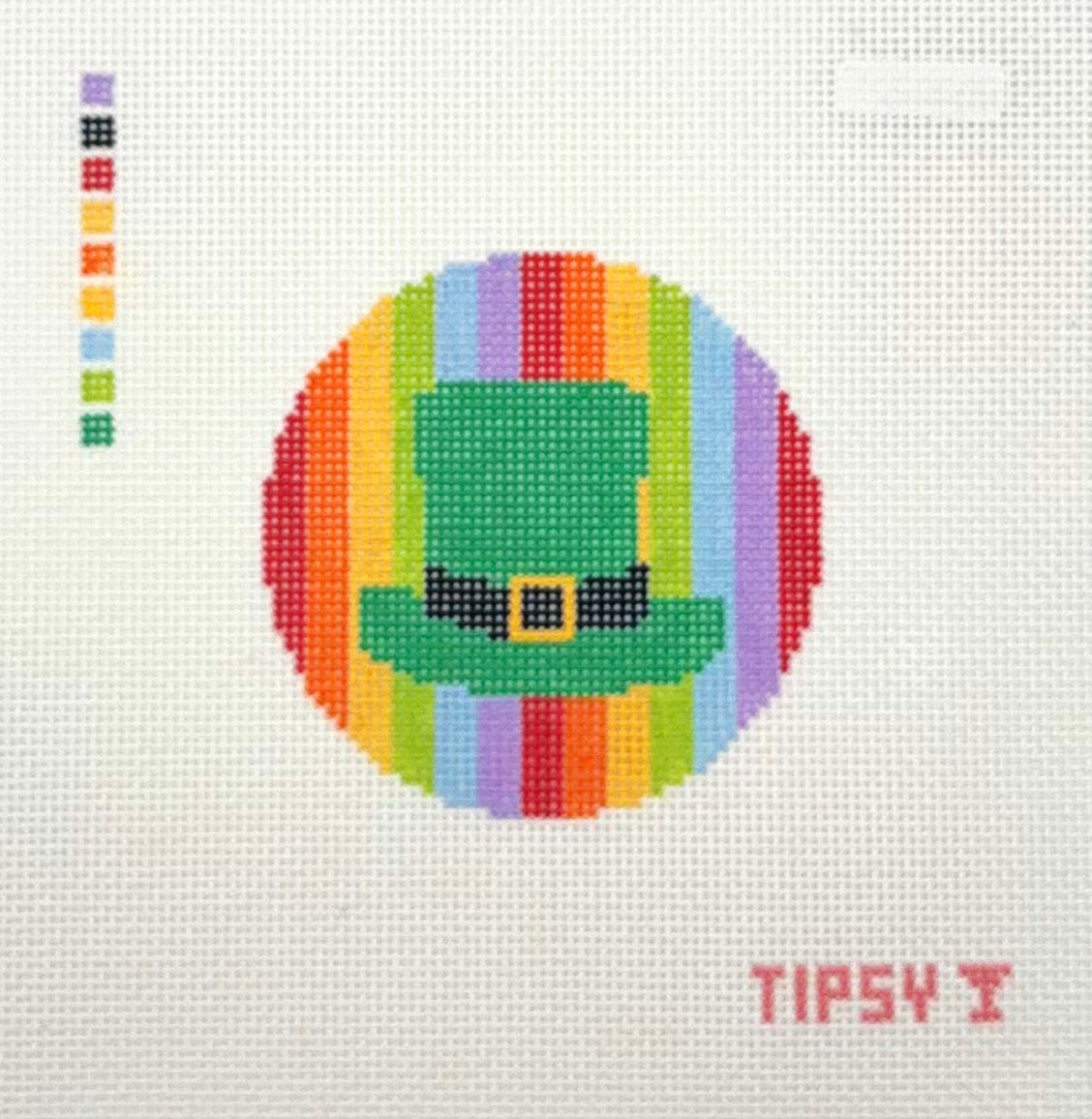 Threaded and Tipsy St. Patty's Day Round Hand Painted Needlepoint Canvas