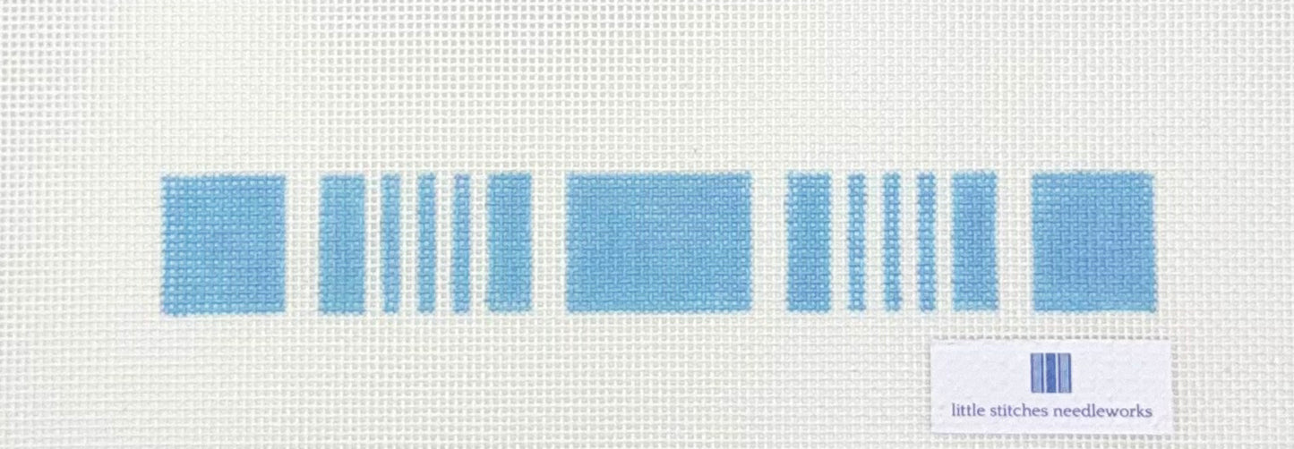 Little Stitches Needleworks Ticking Key Fob ~ Sky Blue