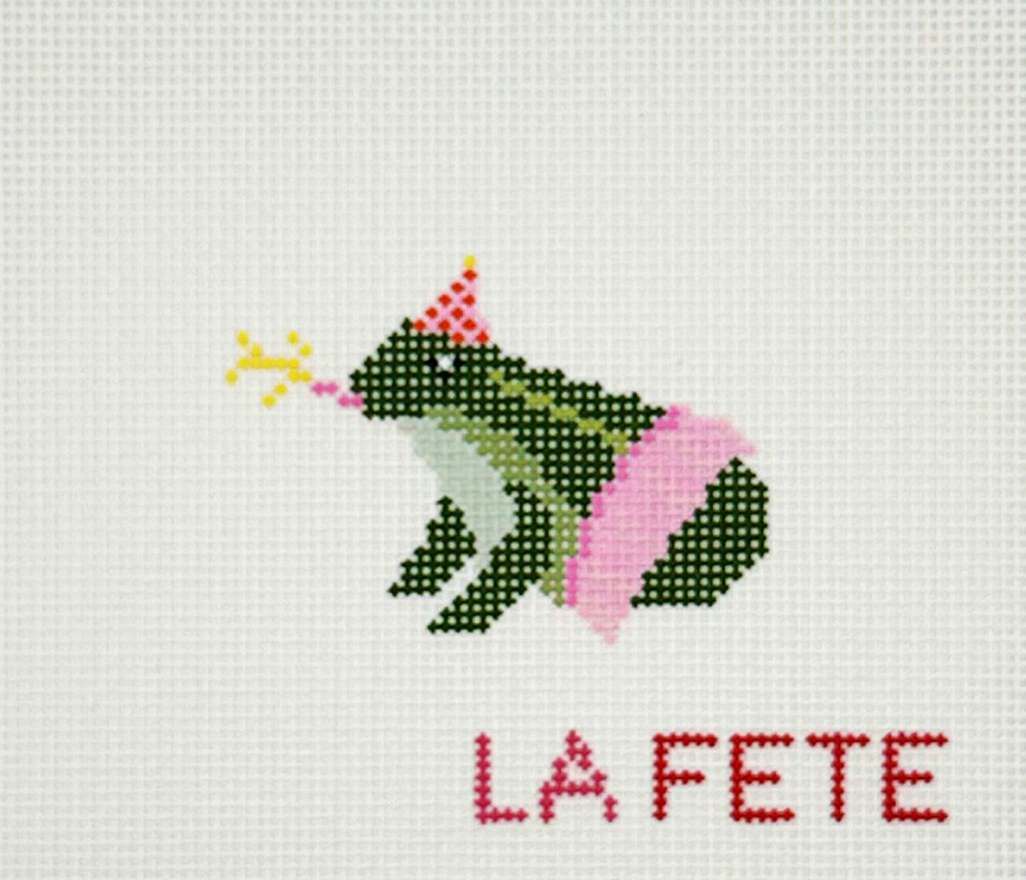 La Fete Needlepoint Party Frog Hand Painted Needlepoint Canvas