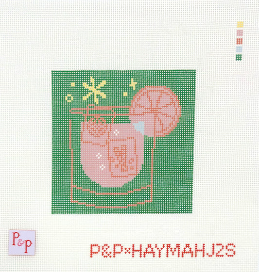 Penny & Penny Green Mahjong Cocktail Hand Painted Needlepoint Canvas