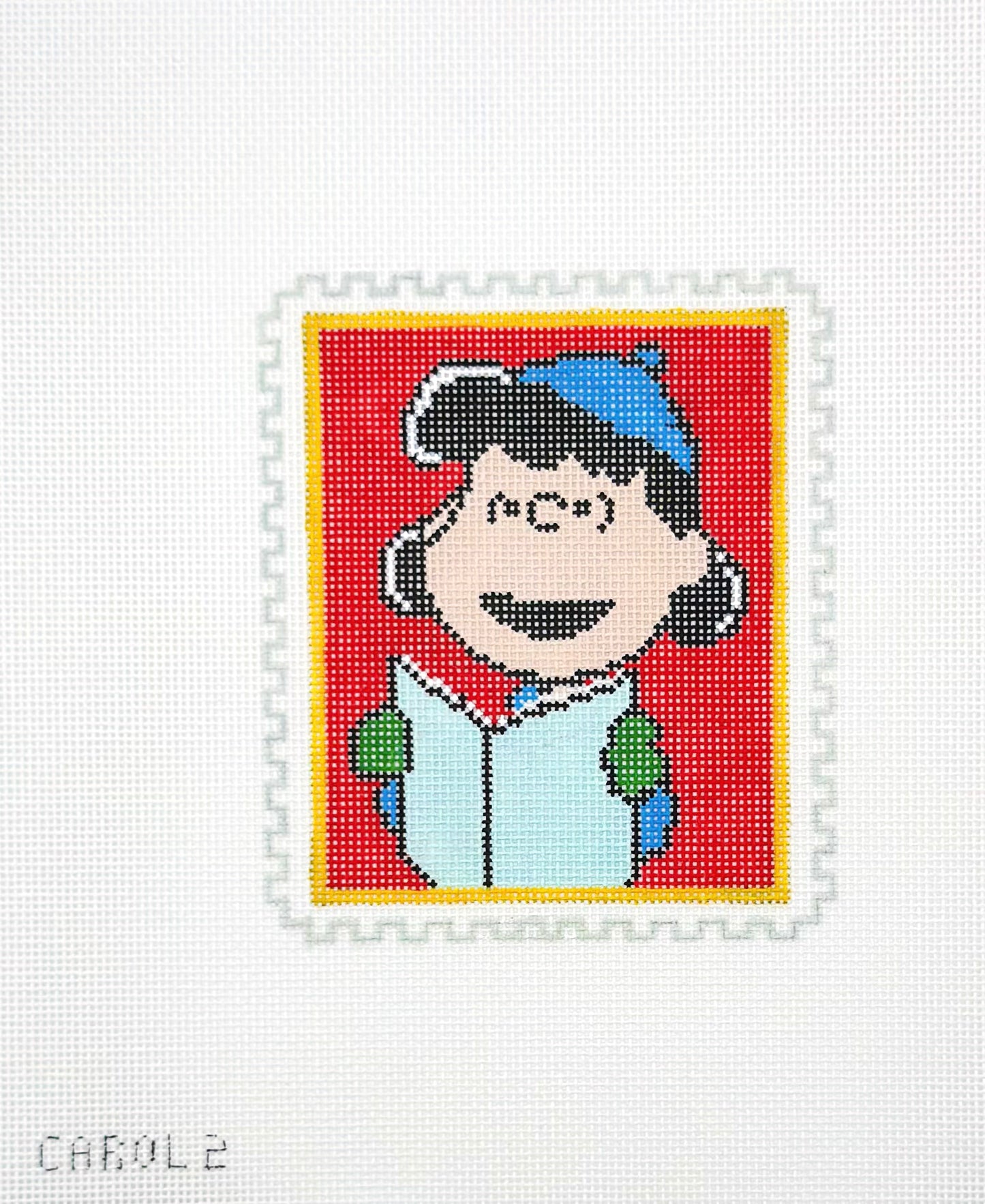 Officially Needlepoint PEANUTS Stamp Caroler - Lucy Hand Painted Needlepoint Canvas