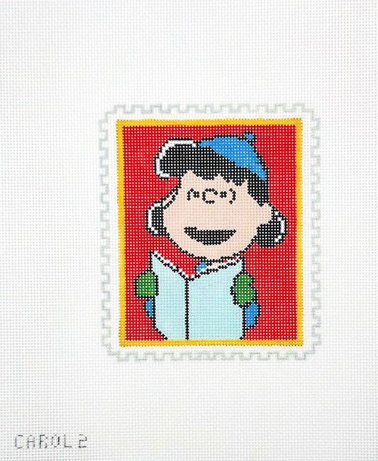 Officially Needlepoint PEANUTS Stamp Caroler - Lucy Hand Painted Needlepoint Canvas