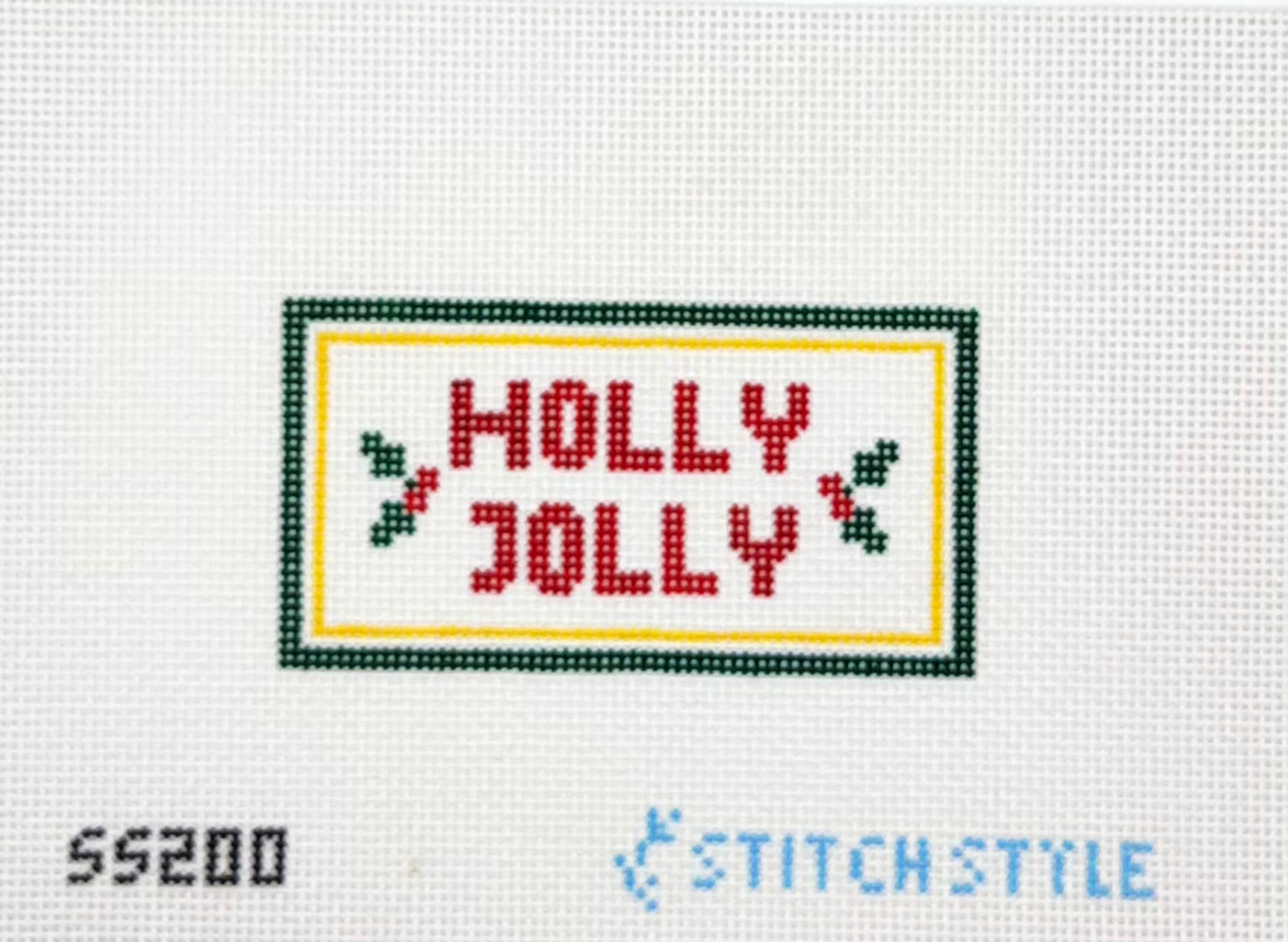 Stitch Style Needlepoint Holly Jolly Hand Painted Needlepoint Canvas