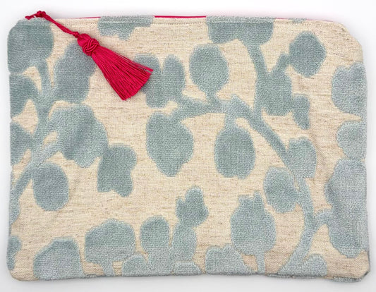 Colors of Praise Velvet Light Blue and Cream Anna Clutch