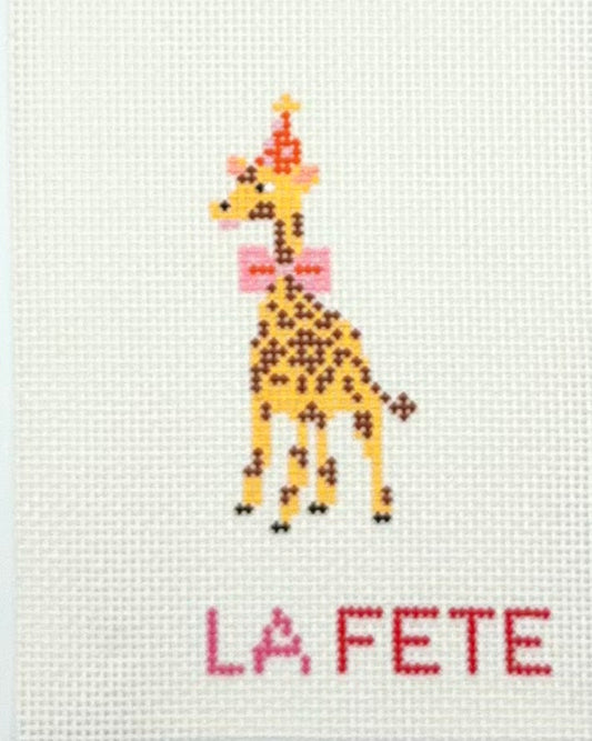 La Fete Needlepoint Party Giraffe Hand Painted Needlepoint Canvas