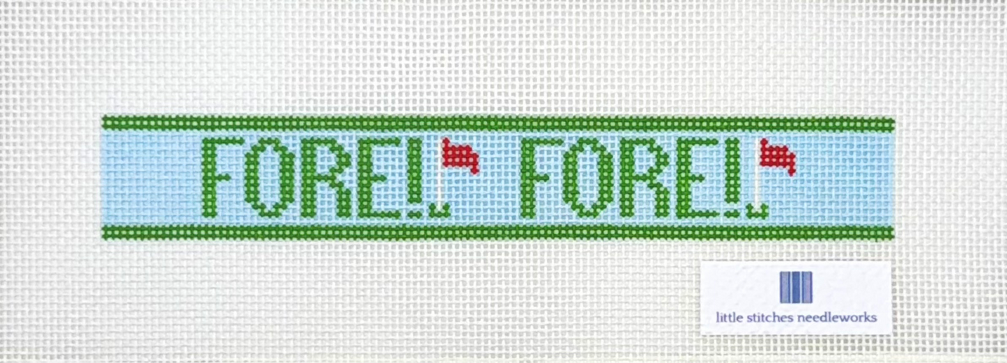 Little Stitches Needleworks FORE! FORE! Key Fob Hand Painted Needlepoint Canvas