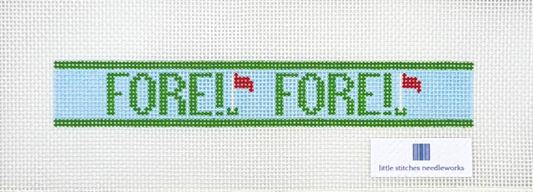 Little Stitches Needleworks FORE! FORE! Key Fob Hand Painted Needlepoint Canvas