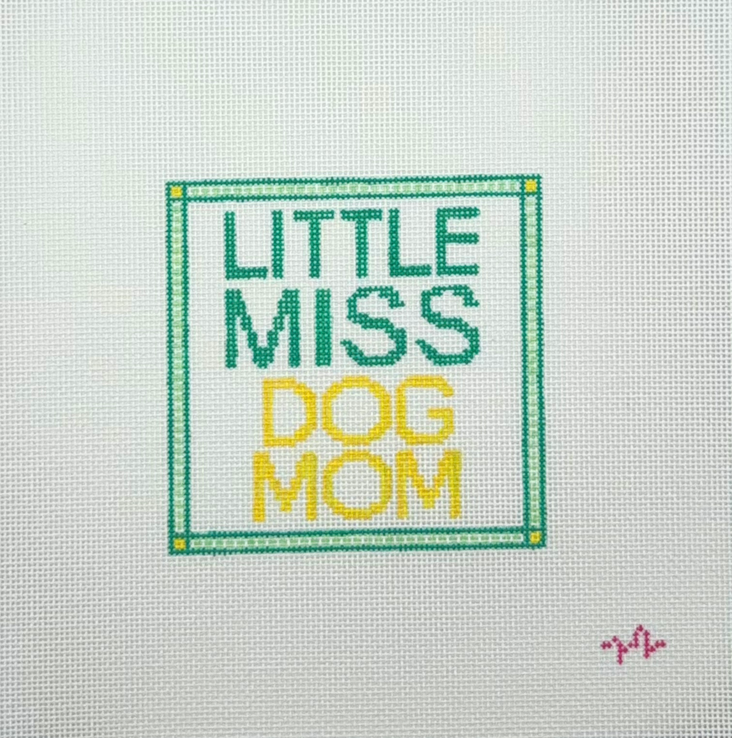Code Thread Needlepoint Little Miss Dog Mom Hand Painted Needlepoint Canvas