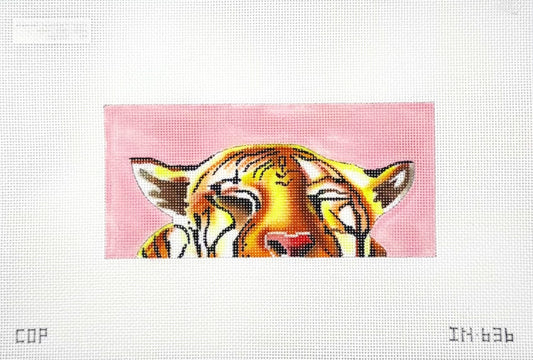 Colors of Praise Peekaboo Tiger Face Hand Painted Needlepoint Canvas
