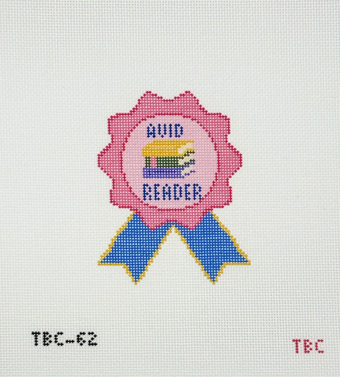 The Book Canvas for Mopsey Designs Avid Reader Ribbon Needlepoint Canvas