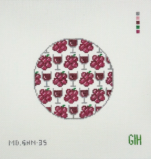 Green Heart Needlepoint for Mopsey Designs Wine Round Coaster Needlepoint Canvas