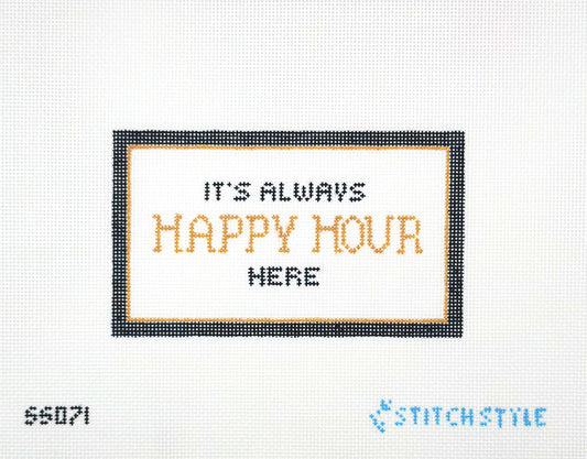 Stitch Style Needlepoint It's Always Happy Hour Here Hand Painted Needlepoint Canvas