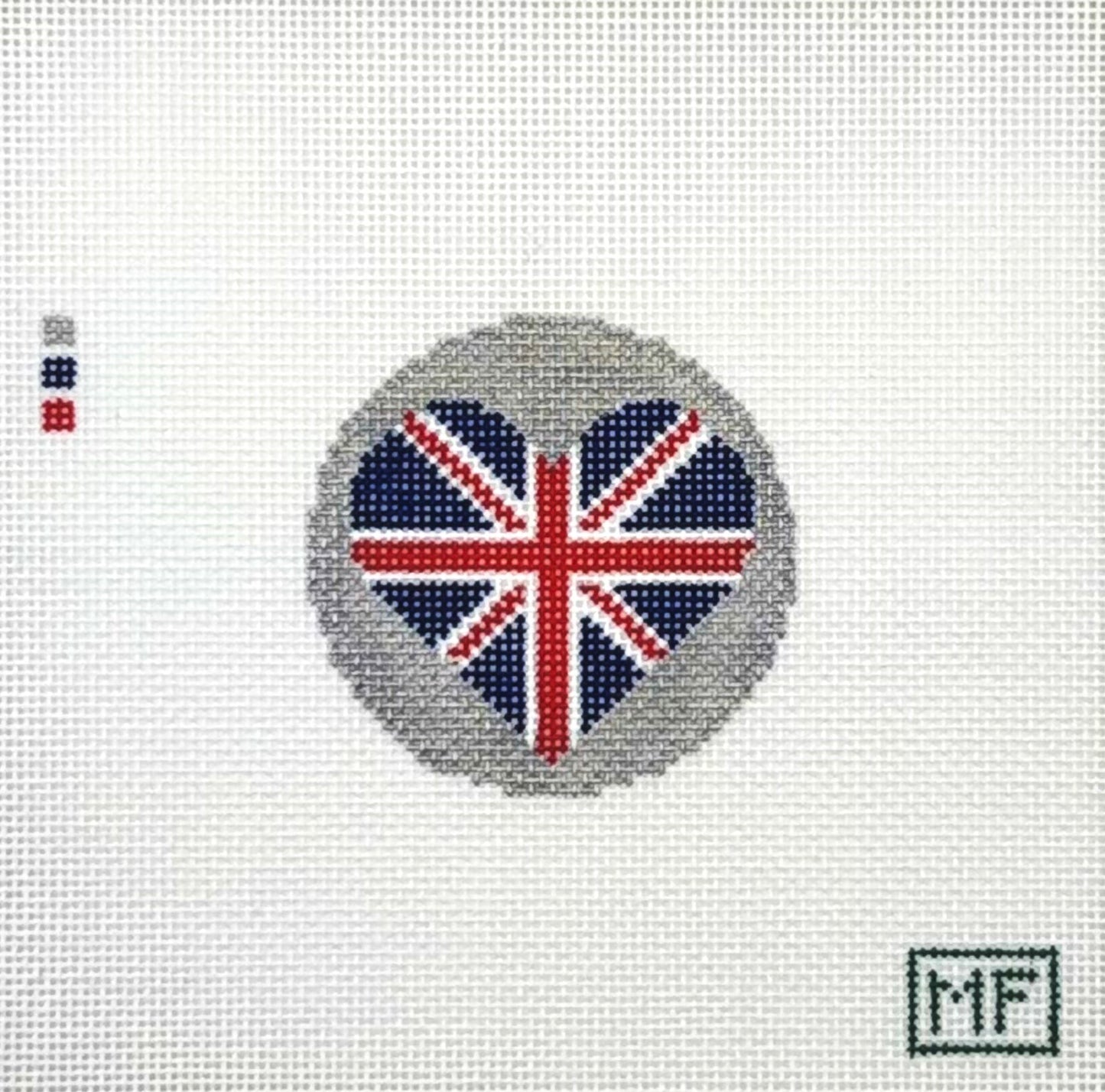 MF Needlepoint Heart Flag Union Jack Needlepoint Canvas
