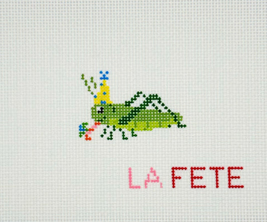 La Fete Needlepoint Party Grasshopper Hand Painted Needlepoint Canvas