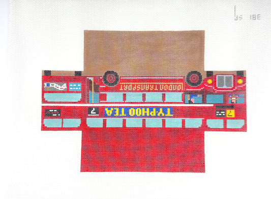 Susan Roberts Needlepoint Double Decker London Bus Brick Cover Hand Painted Needlepoint Canvas