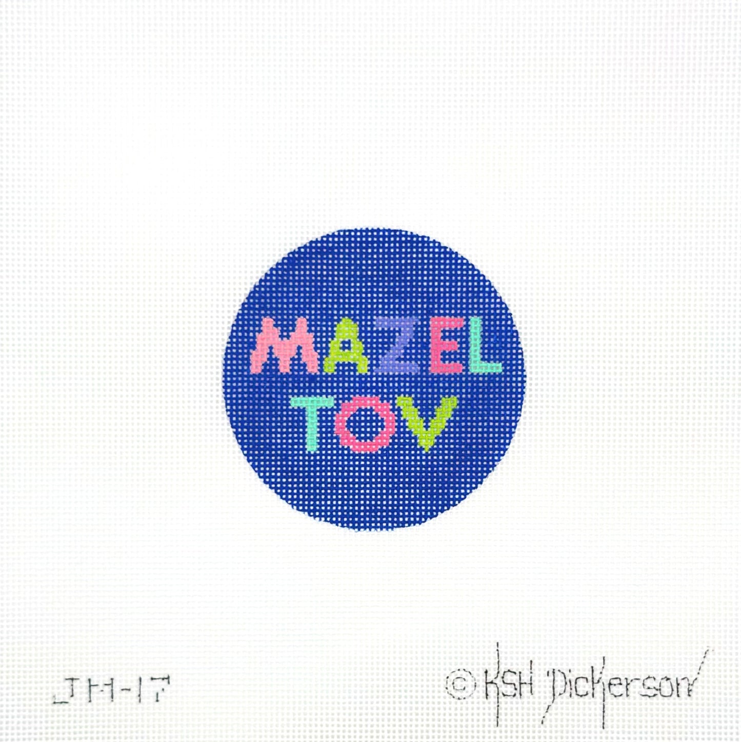 Kate Dickerson Mazel Tov Ornament Hand Painted Needlepoint Canvas