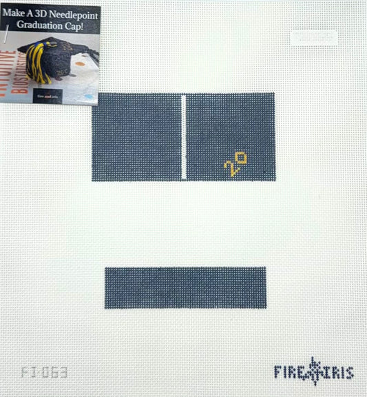 Fire and Iris 3D Graduation Cap Hand Painted Needlepoint Canvas
