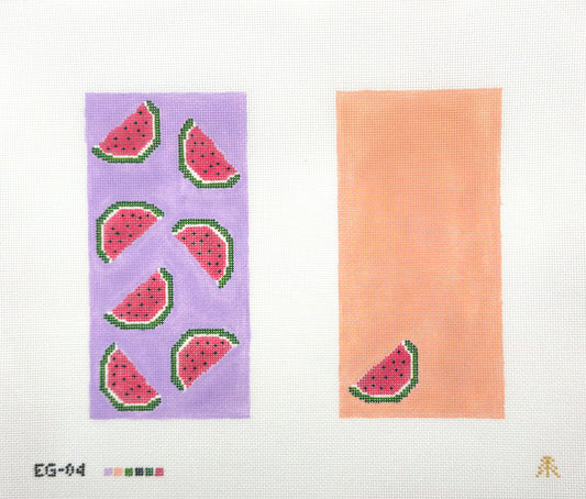Evergreen Needlepoint Watermelon Eyeglass Case Hand Painted Needlepoint Canvas