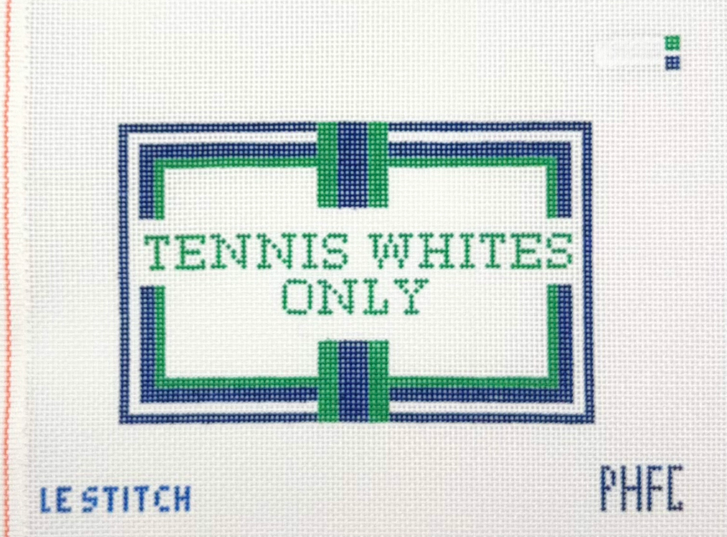 Le Stitch for Stitchtent Tennis Whites Only Hand Painted Needlepoint Canvas