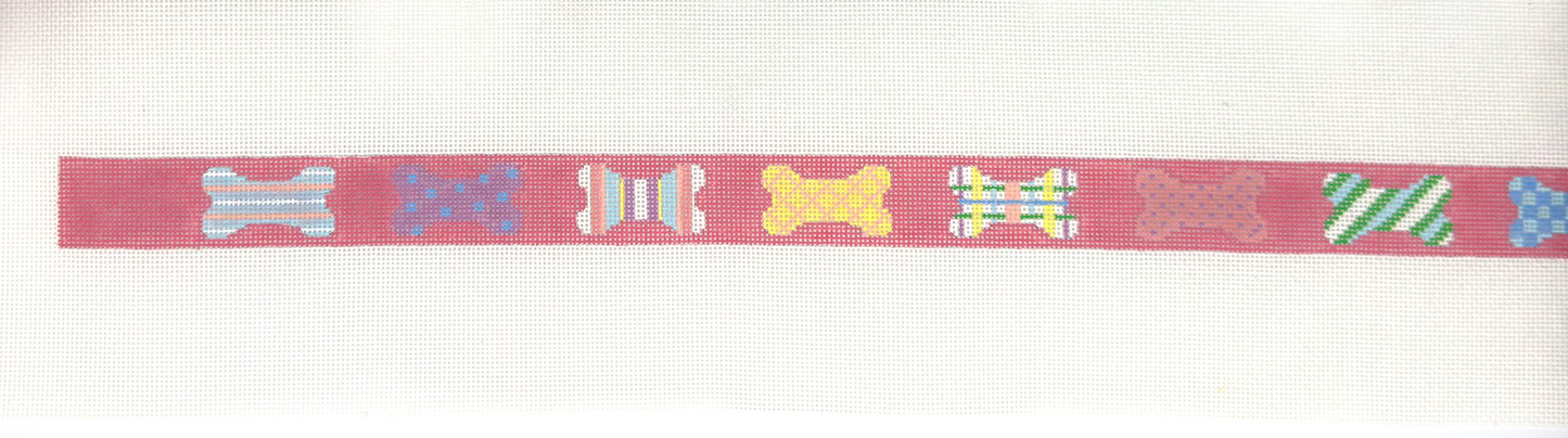 Susan Roberts Needlepoint Patchwork Dog Bones Collar Hand Painted Needlepoints Canvas