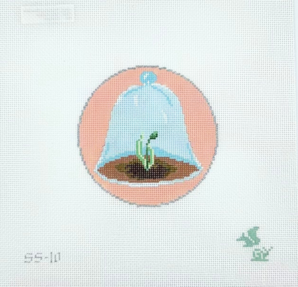 The Squirrel and The Snail for The Gingham Stitchery Garden Icons Cloche Needlepoint Canvas