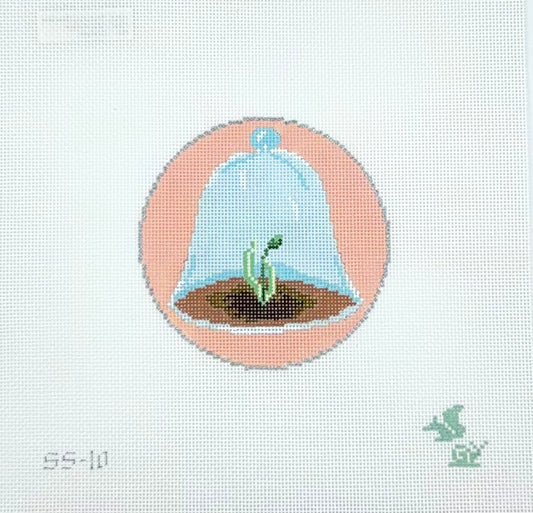The Squirrel and The Snail for The Gingham Stitchery Garden Icons Cloche Needlepoint Canvas