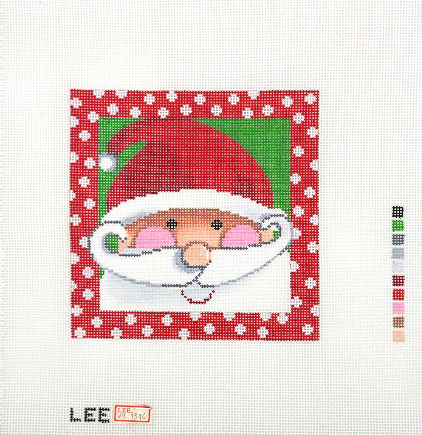 Lee's Needle Arts for Colonial Needle Company Santa with Rosy Cheeks Hat Hand Painted Needlepoint Canvas