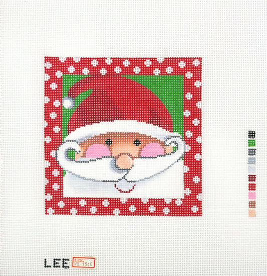Lee's Needle Arts for Colonial Needle Company Santa with Rosy Cheeks Hat Hand Painted Needlepoint Canvas