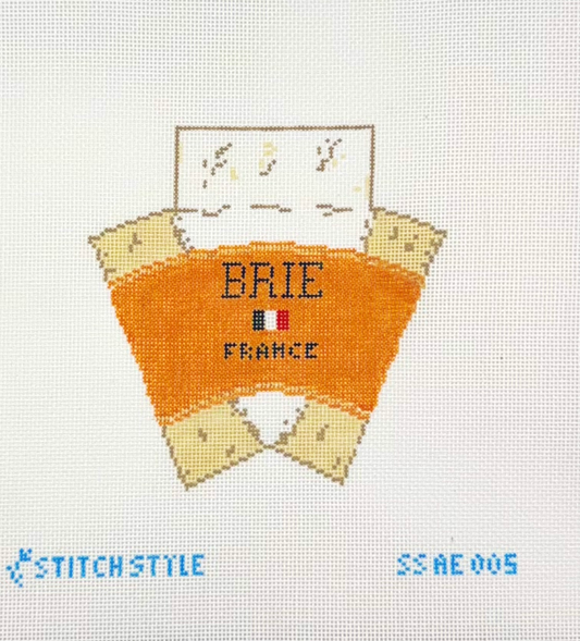 Alli Eagan Designs for Stitch Style Needlepoint 3D Wedge of Brie Cheese Hand Painted Needlepoint Canvas
