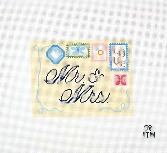 Ivy Thread Needlepoint Mr. And Mrs. Envelope Hand Painted Needlepoint Canvas