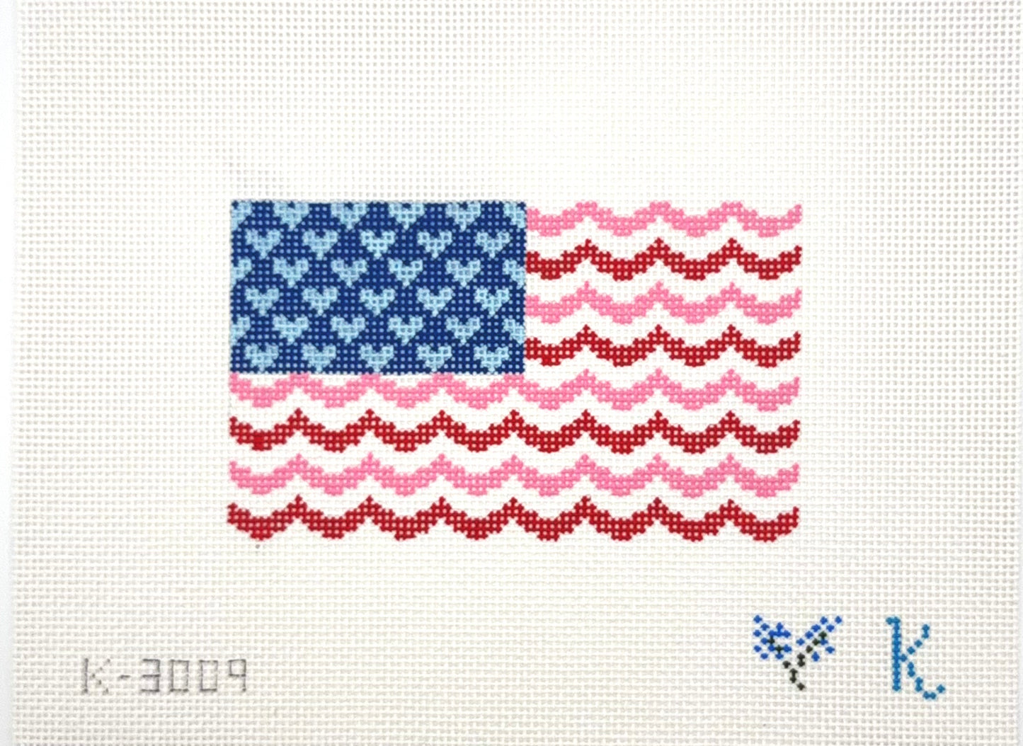 Kay Irby for The Collection Designs Scallop Flag with Hearts Needlepoint Canvas
