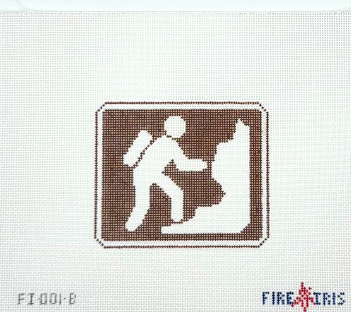 Fire and Iris Mountain Climber Outdoor Recreation Sign Hand Painted Needlepoint Canvas