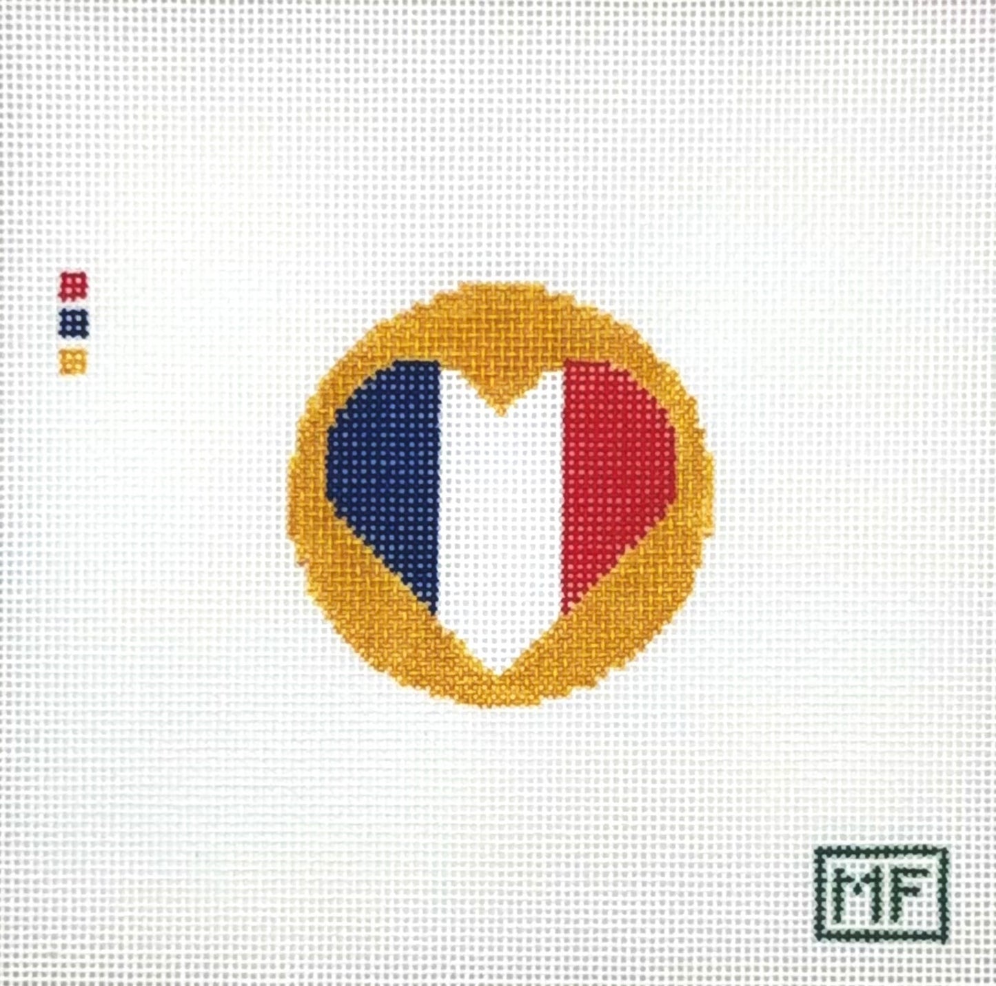 MF Needlepoint Heart Flag France Needlepoint Canvas