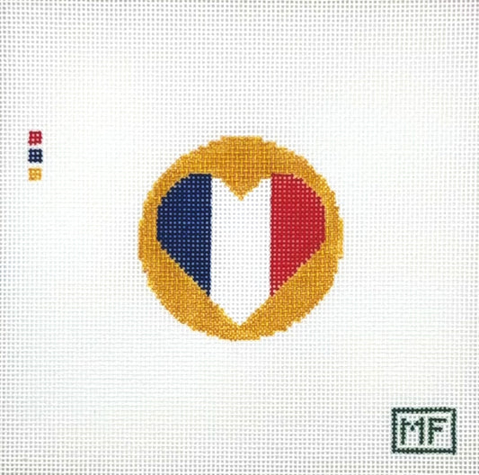 MF Needlepoint Heart Flag France Needlepoint Canvas