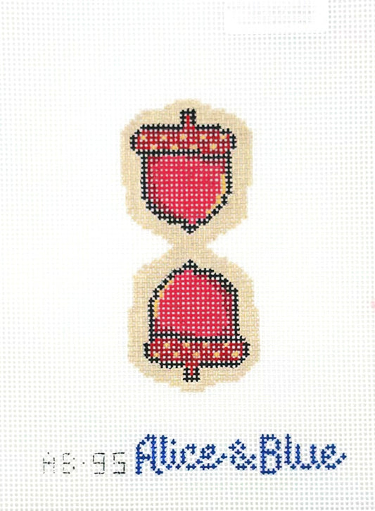 Alice & Blue Acorn Scissor Fob Hand Painted Needlepoint Canvas