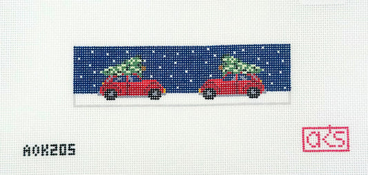 Ann Kaye Studio VW Bug Key Fob Hand Painted Needlepoint Canvas