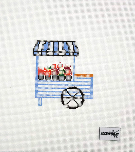 Arden Gray Co Blue and White Flower Cart Hand Painted Needlepoint Canvas