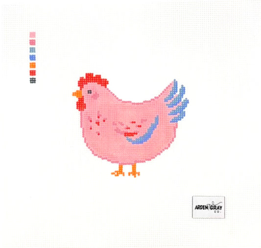 Arden Gray Co. Chicken Pink Hand Painted Needlepoint Canvas